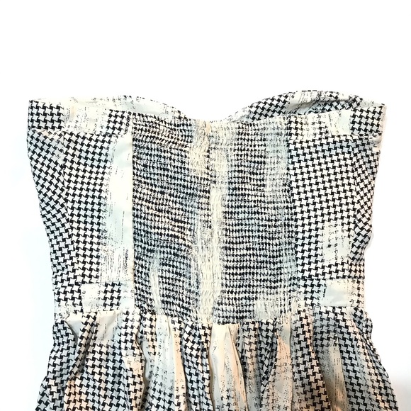 Parker 100% Silk Black White Strapless Dress - Picture 5 of 6